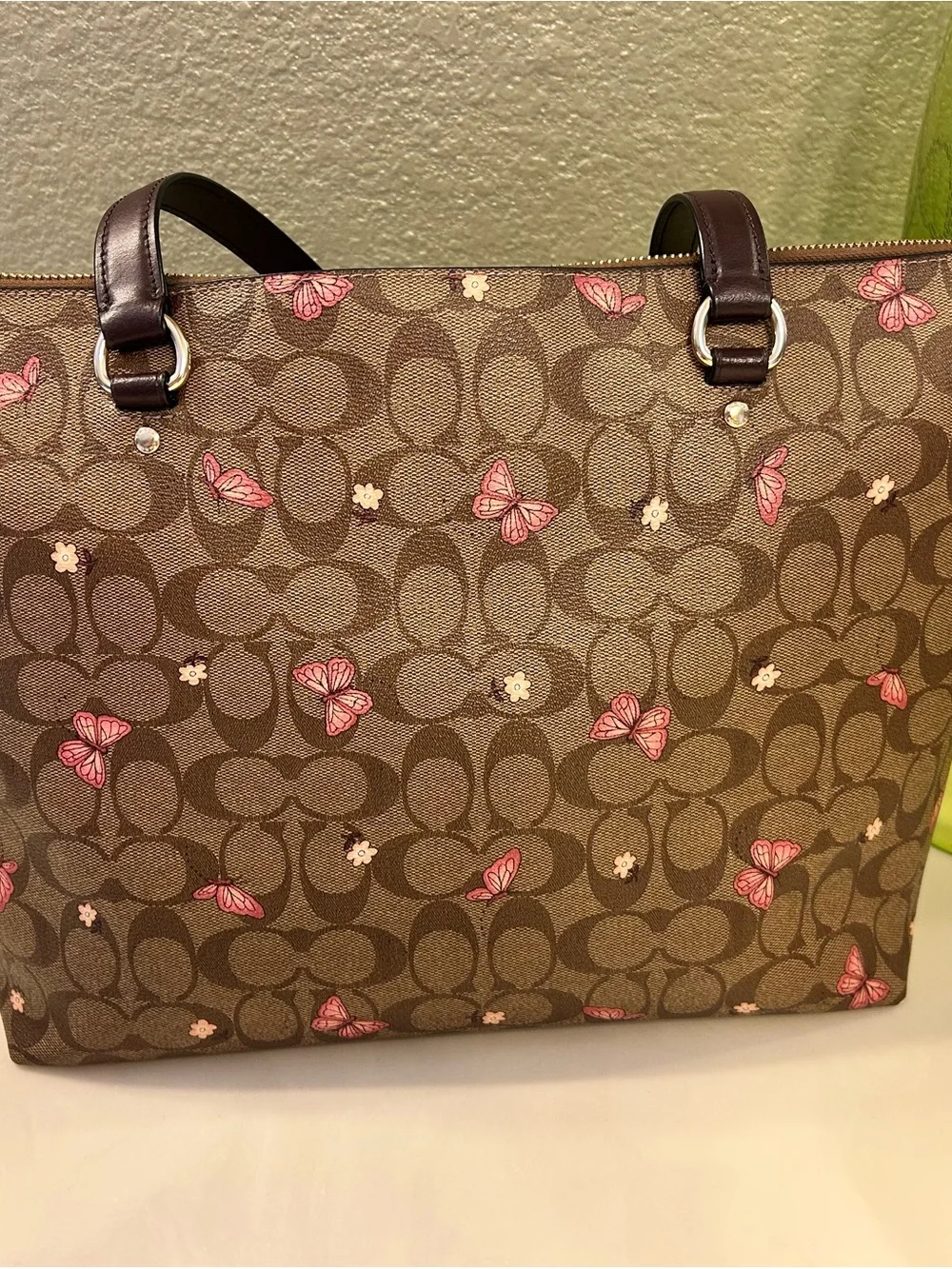 Coach Signature Print Tote with Butterfly Accents AND Coordinating Wallet! - Picture 5 of 16